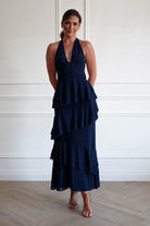 Oh Hello Clothing Women > Clothing > Dresses Caterina Tiered Halter Maxi Dress | Navy
