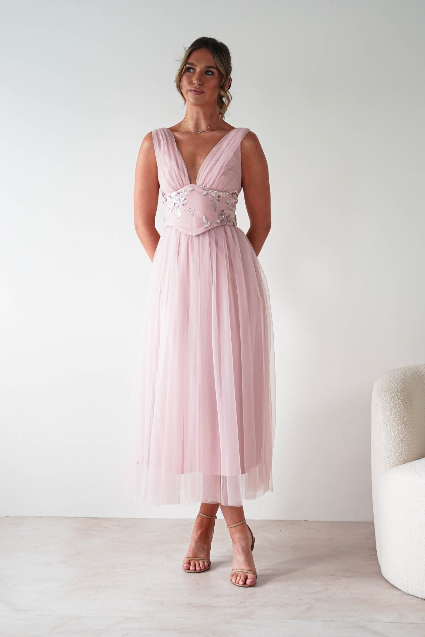 Cecilia Tulle Maxi Dress Blush Pink | Wedding Guest Dress | Maxi | Oh Hello Clothing