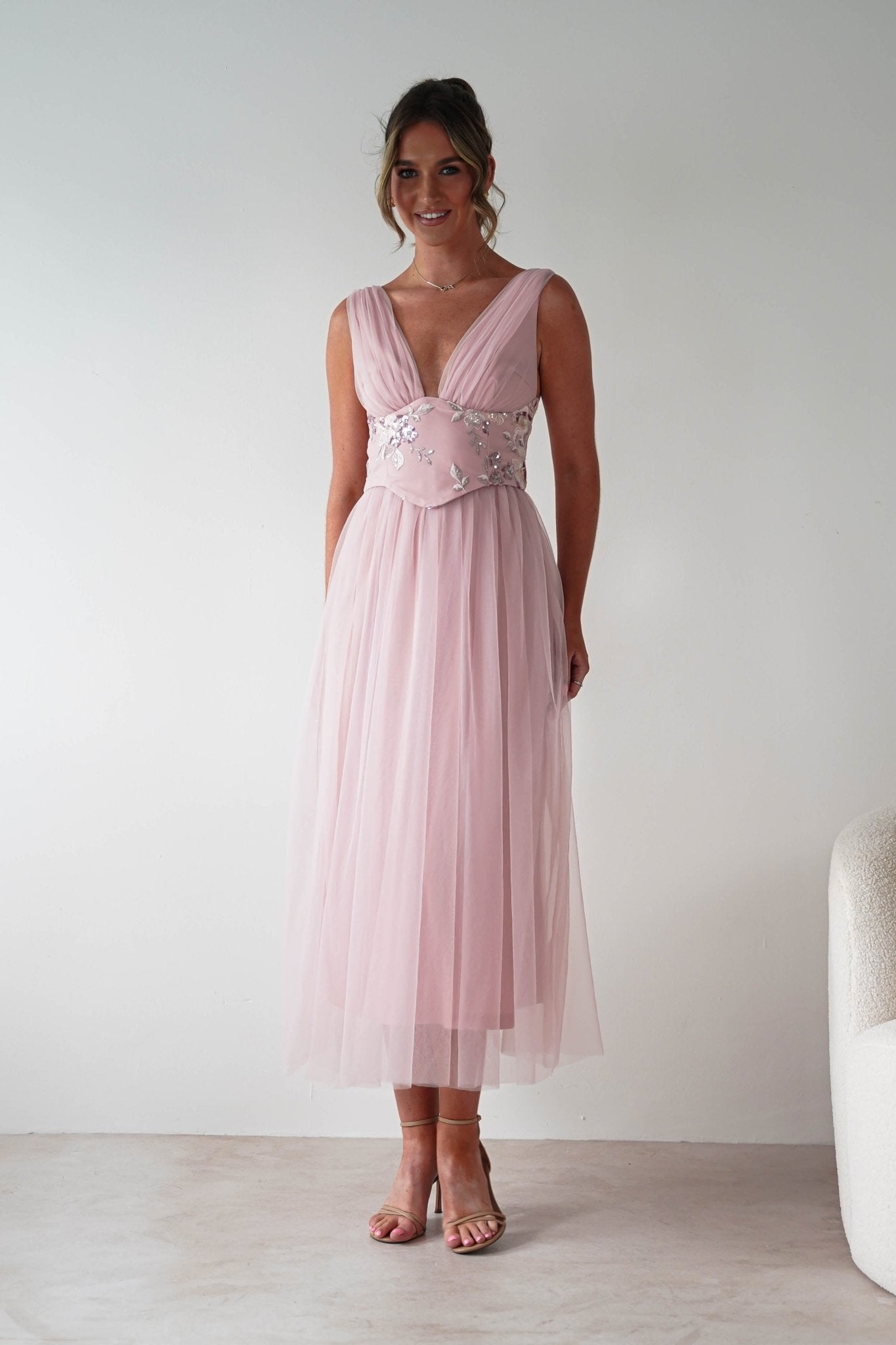 Cecilia Tulle Maxi Dress Blush Pink | Wedding Guest Dress | Maxi | Oh Hello Clothing