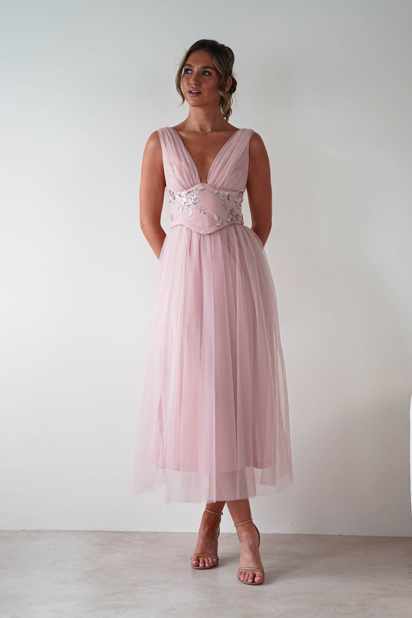 Cecilia Tulle Maxi Dress Blush Pink | Wedding Guest Dress | Maxi | Oh Hello Clothing