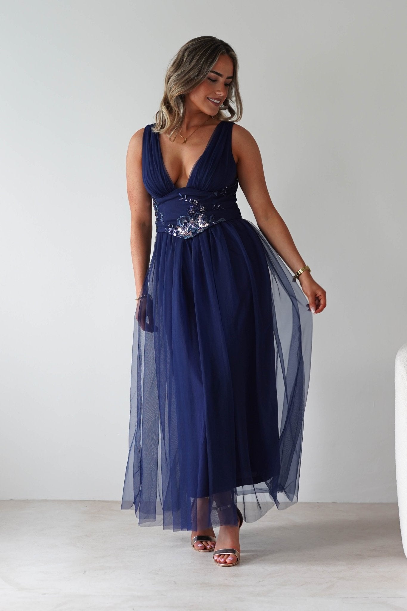 Cecilia Tulle Maxi Dress Navy | Wedding Guest Dress | Maxi | Oh Hello Clothing