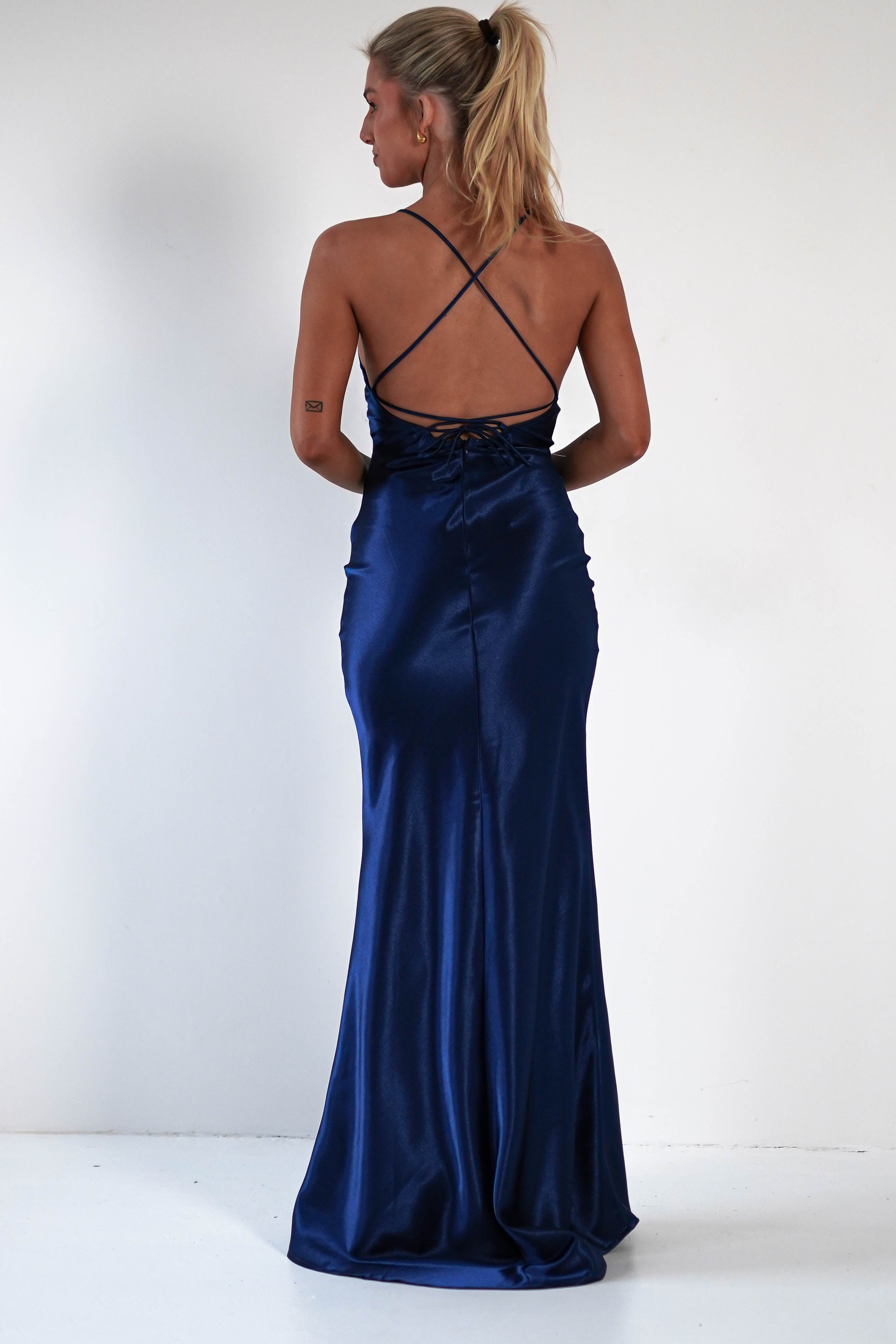 Celinee Satin Maxi Gown | Royal | Debs & Prom | Formal Gown | Oh Hello Clothing