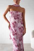 Charlene Floral Chiffon Maxi Dress Pink Print | Wedding Guest Dress | Maxi | Chiffon | Oh Hello Clothing