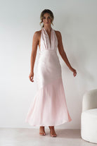 Cheree Silky Halterneck Maxi Dress Pink | Wedding Guest Dress | Halter Neck | Maxi | Oh Hello Clothing