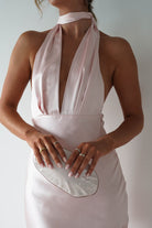 Cheree Silky Halterneck Maxi Dress Pink | Wedding Guest Dress | Halter Neck | Maxi | Oh Hello Clothing