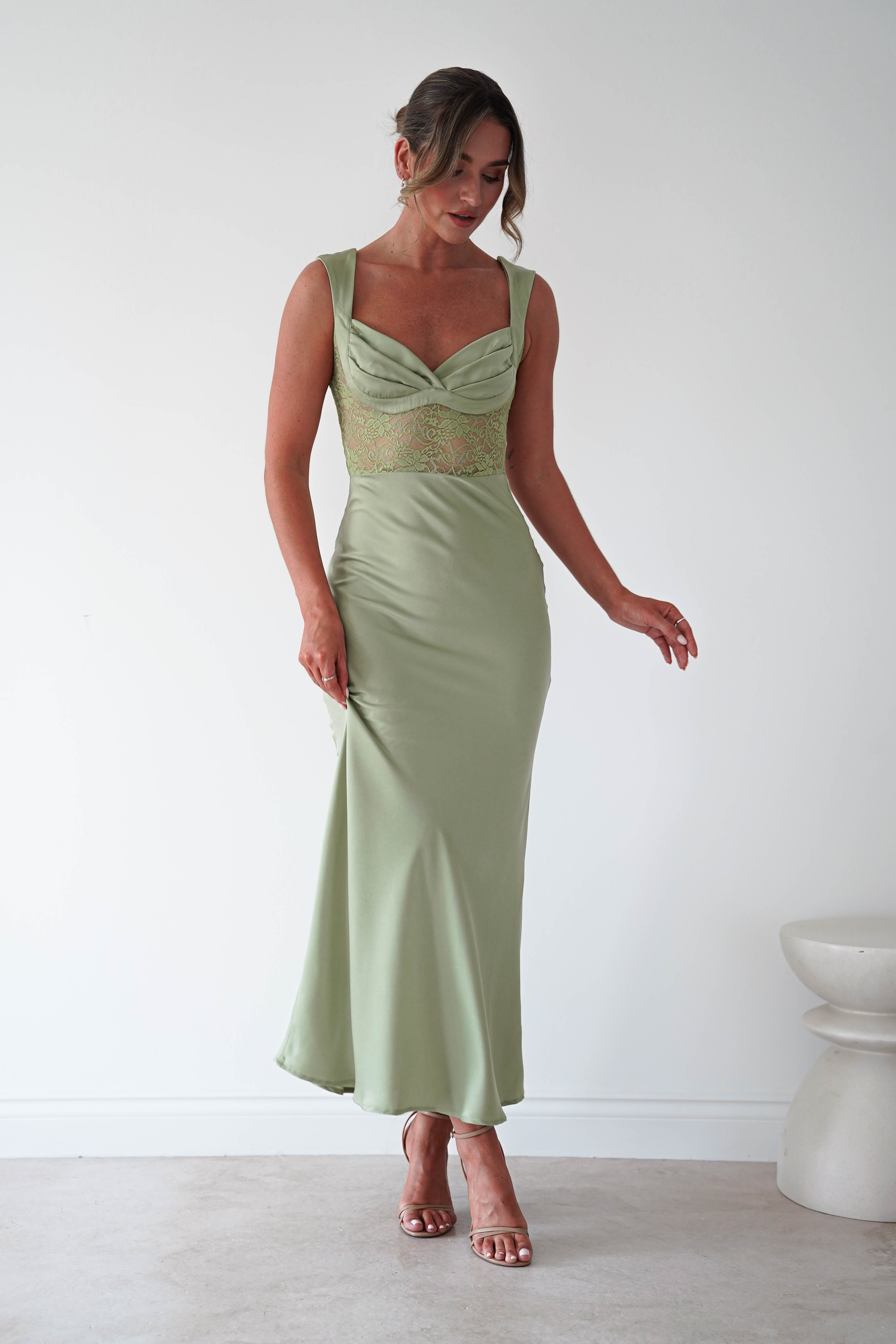 Oh Hello Clothing Women > Clothing > Dresses Cleo Lace Detail Maxi Dress | Sage Green