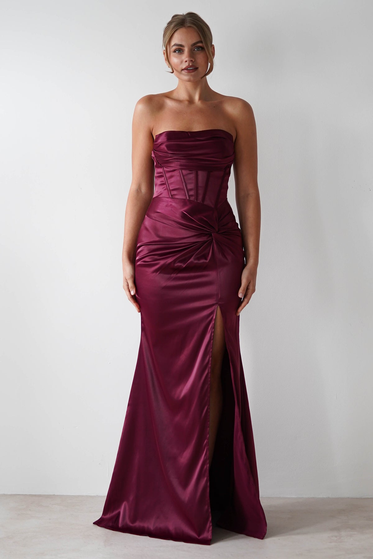 Clydee Soft Corset Maxi Gown | Burgundy | Oh Hello Clothing