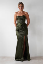 Clydee Soft Corset Maxi Gown | Olive | Debs & Prom | Formal Gown | Oh Hello Clothing
