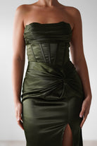 Clydee Soft Corset Maxi Gown | Olive | Debs & Prom | Formal Gown | Oh Hello Clothing