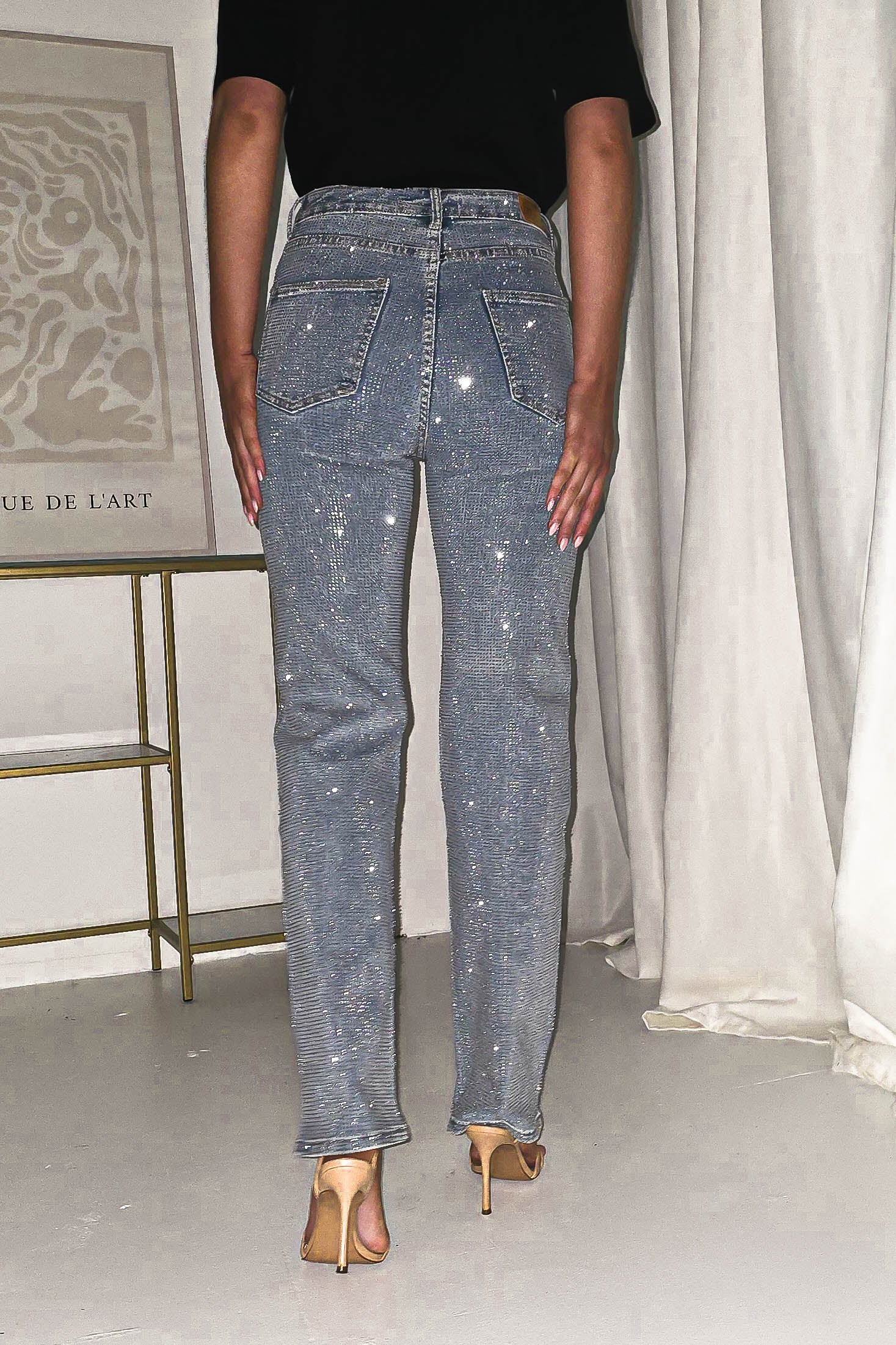 Coleen Light Blue Sparkle Diamante Jeans | Oh Hello Clothing | Oh Hello Clothing