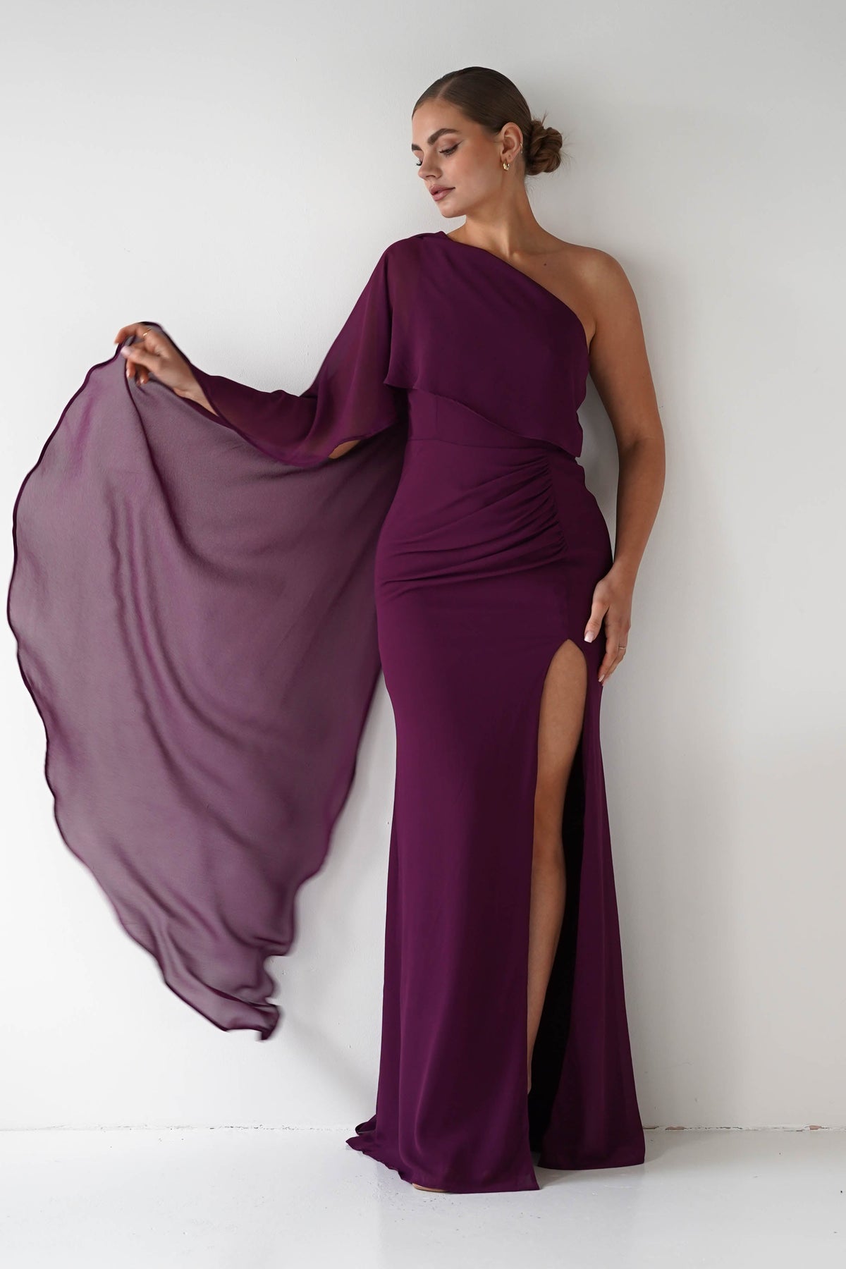 Criselda One Shoulder Chiffon Maxi Dress | Plum-Oh Hello Clothing