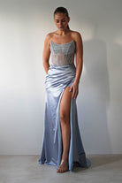 Crystal Bodycon Embellished Gown | Blue | Debs & Prom | Formal Gown | Oh Hello Clothing