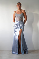 Crystal Bodycon Embellished Gown | Blue | Debs & Prom | Formal Gown | Oh Hello Clothing