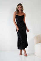 Dahlia Floral Jacquard Maxi Dress Black | Wedding Guest Dress | Maxi | Oh Hello Clothing