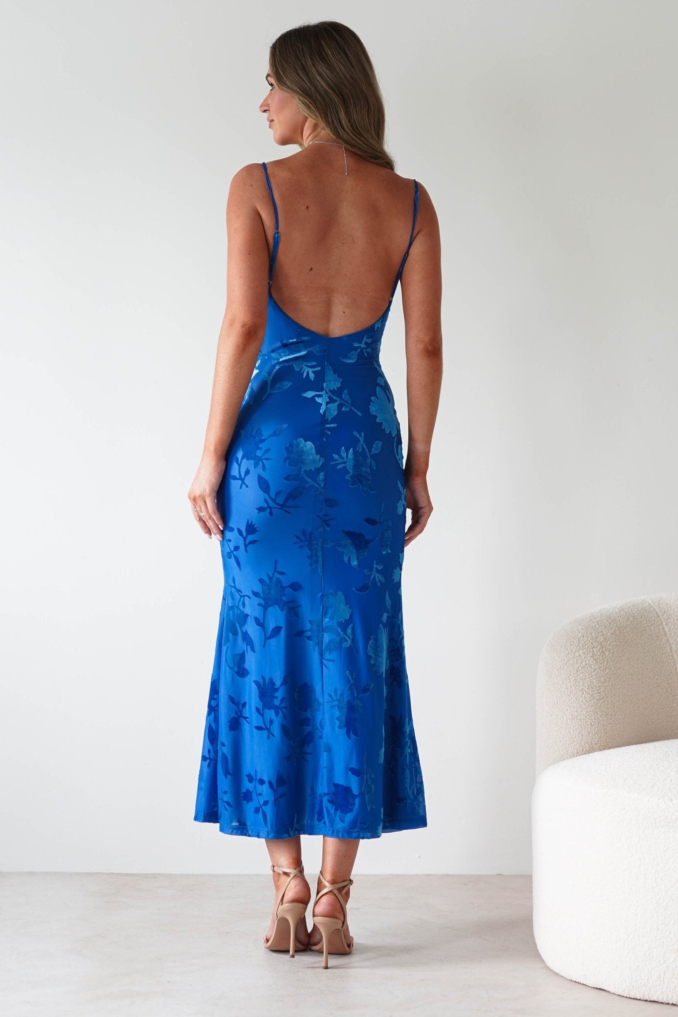 Dahlia Floral Jacquard Maxi Dress Royal Blue | Wedding Guest Dress | Maxi | Oh Hello Clothing