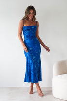 Dahlia Floral Jacquard Maxi Dress Royal Blue | Wedding Guest Dress | Maxi | Oh Hello Clothing