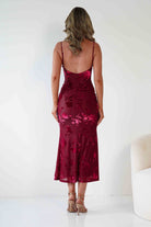 Dahlia Floral Jacquard Maxi Dress Wine | Wedding Guest Dress | Maxi | Oh Hello Clothing