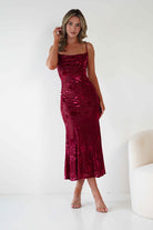 Dahlia Floral Jacquard Maxi Dress Wine | Wedding Guest Dress | Maxi | Oh Hello Clothing