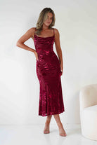 Dahlia Floral Jacquard Maxi Dress Wine | Wedding Guest Dress | Maxi | Oh Hello Clothing