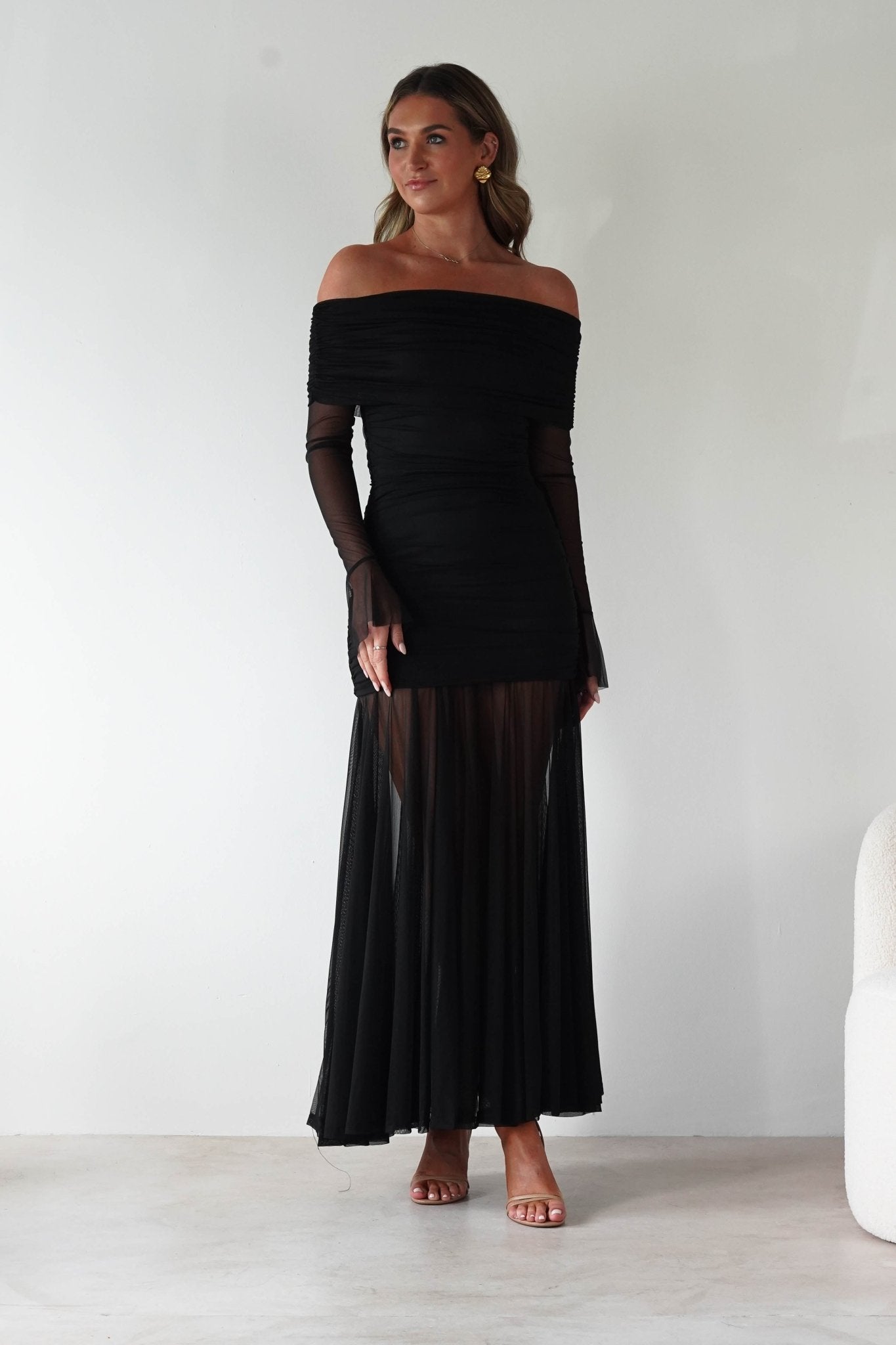 Dalton Mesh Maxi Dress Black | Wedding Guest Dress | Maxi | Mesh | Oh Hello Clothing