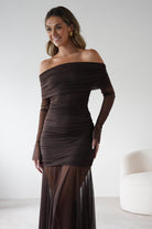 Dalton Mesh Maxi Dress Brown | Wedding Guest Dress | Maxi | Mesh | Oh Hello Clothing
