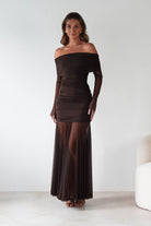 Dalton Mesh Maxi Dress Brown | Wedding Guest Dress | Maxi | Mesh | Oh Hello Clothing