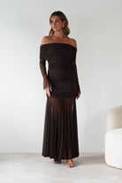 Dalton Mesh Maxi Dress Brown | Wedding Guest Dress | Maxi | Mesh | Oh Hello Clothing
