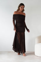 Dalton Mesh Maxi Dress Brown | Wedding Guest Dress | Maxi | Mesh | Oh Hello Clothing