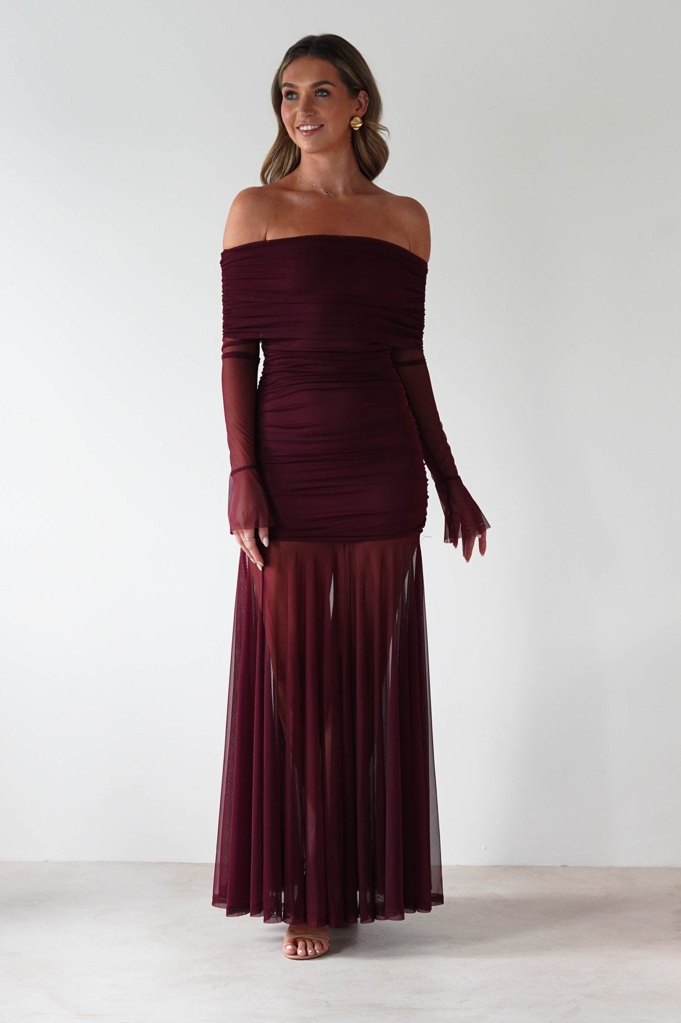 Dalton Mesh Maxi Dress Wine | Wedding Guest Dress | Maxi | Mesh | Oh Hello Clothing