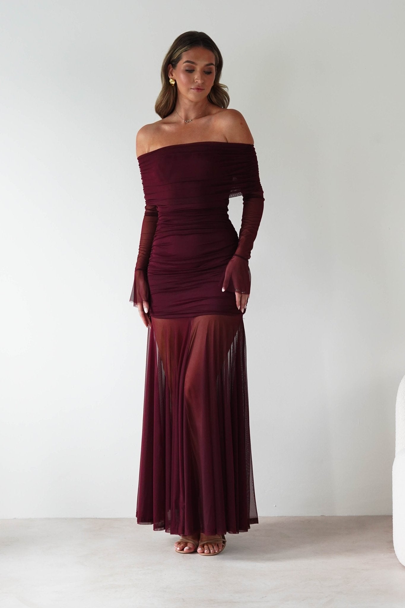 Dalton Mesh Maxi Dress Wine | Wedding Guest Dress | Maxi | Mesh | Oh Hello Clothing