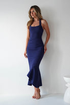 Damaris Textured Midi Dress Navy | Wedding Guest Dress | Midi | Oh Hello Clothing
