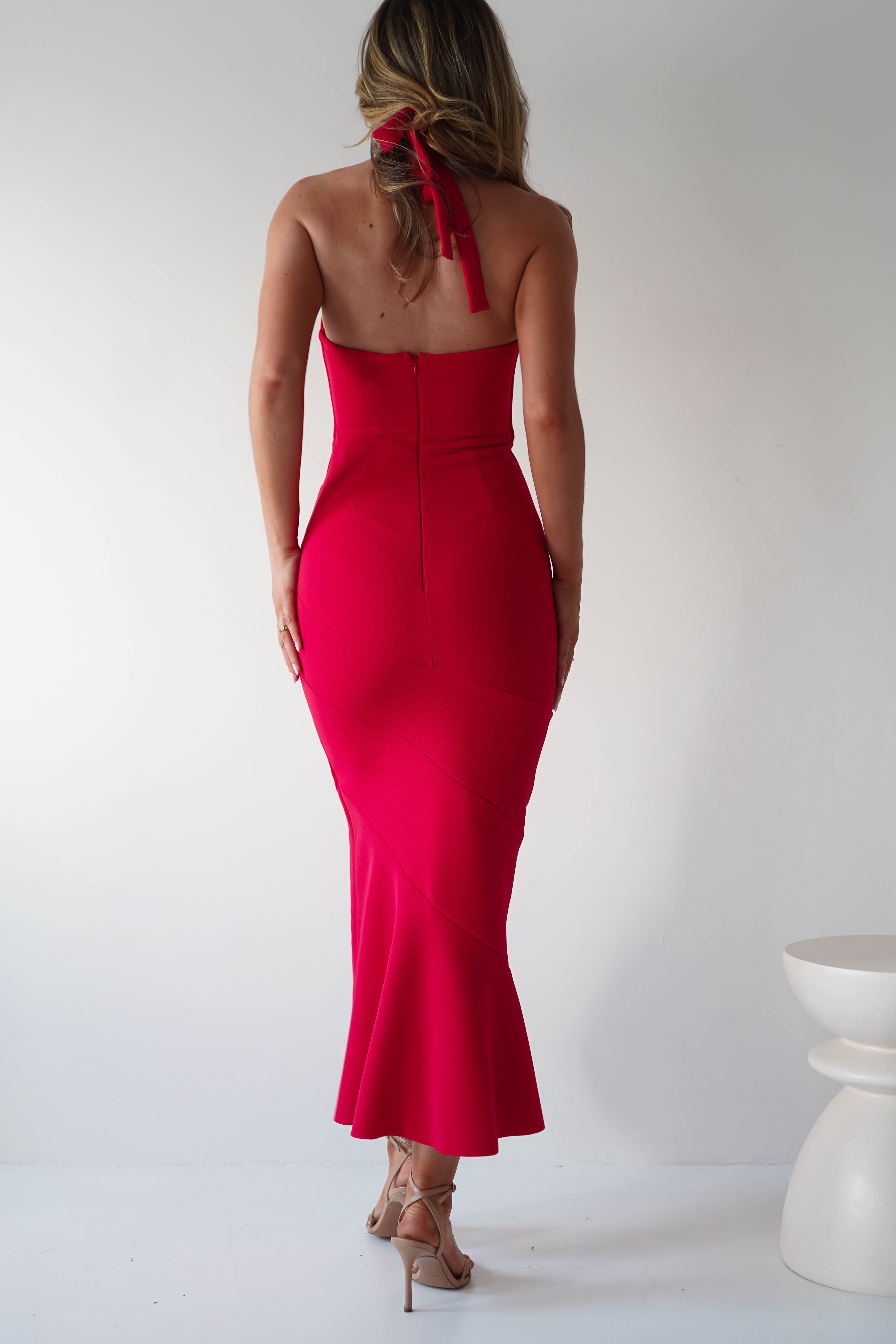Damaris Textured Midi Dress Red | Wedding Guest Dress | Midi | Oh Hello Clothing