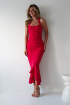 Damaris Textured Midi Dress Red | Wedding Guest Dress | Midi | Oh Hello Clothing