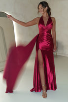 Daniella Halterneck Gown | Berry Red | Debs & Prom | Formal Gown | Oh Hello Clothing