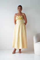 Oh Hello Clothing Women > Clothing > Dresses Daphne Embroidered Floral Midaxi Dress | Yellow