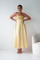 Oh Hello Clothing Women > Clothing > Dresses Daphne Embroidered Floral Midaxi Dress | Yellow