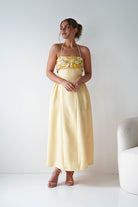 Oh Hello Clothing Women > Clothing > Dresses Daphne Embroidered Floral Midaxi Dress | Yellow