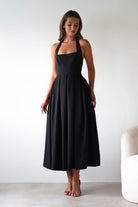 Daria Halter Neck Midi Dress Black | Wedding Guest Dress | Halter Neck | Midi | Oh Hello Clothing