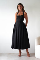 Daria Halter Neck Midi Dress Black | Wedding Guest Dress | Halter Neck | Midi | Oh Hello Clothing