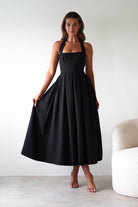 Daria Halter Neck Midi Dress Black | Wedding Guest Dress | Halter Neck | Midi | Oh Hello Clothing