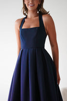 Daria Halter Neck Midi Dress | Navy| Wedding Guest Dress | Oh Hello Clothing