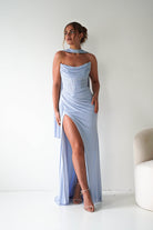 Oh Hello Clothing Dresses > Prom Dresses Diana Draped Strapless Rhinestone Gown | Blue