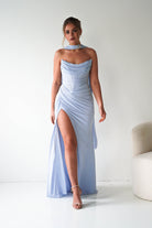 Oh Hello Clothing Dresses > Prom Dresses Diana Draped Strapless Rhinestone Gown | Blue