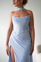 Oh Hello Clothing Dresses > Prom Dresses Diana Draped Strapless Rhinestone Gown | Blue
