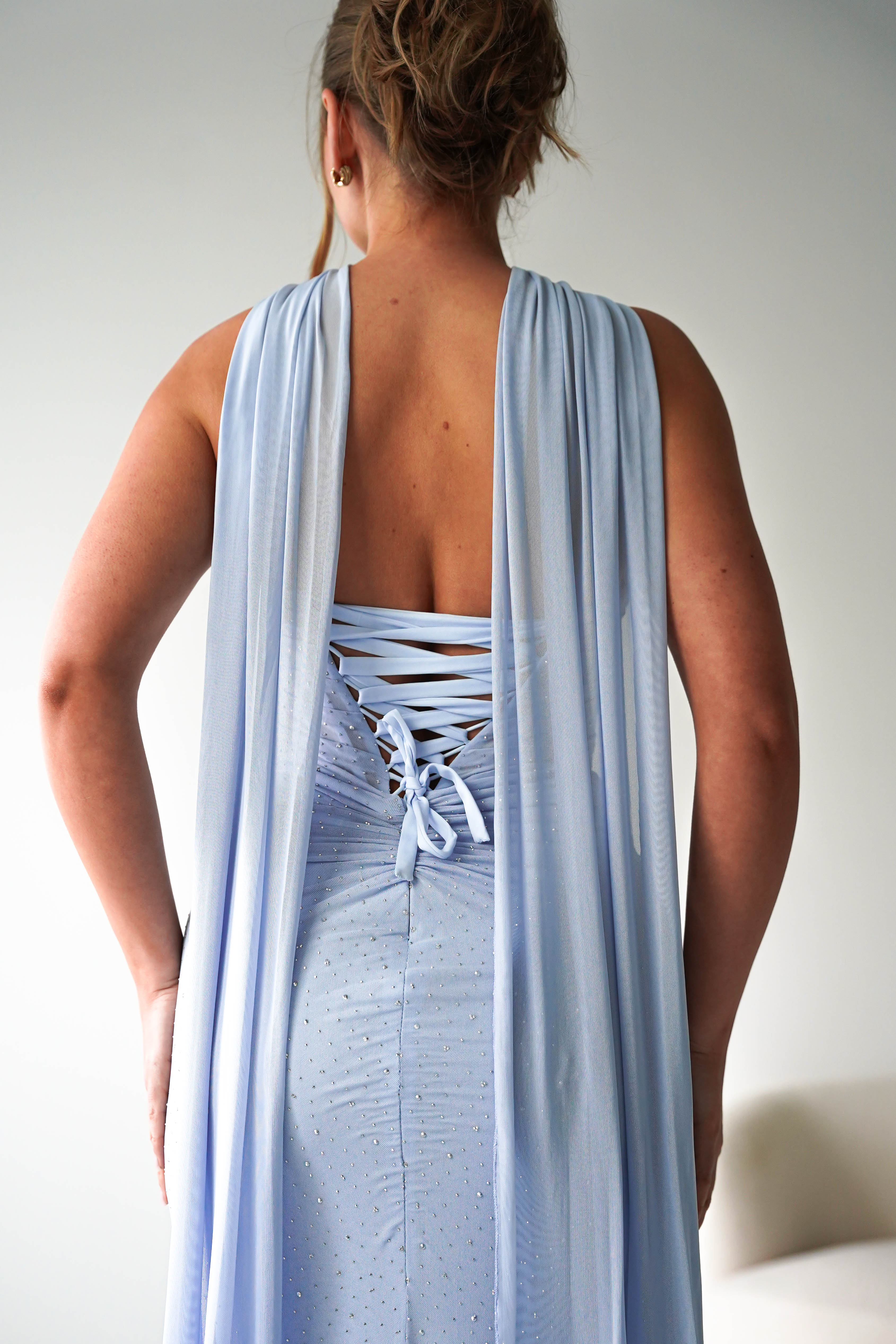 Oh Hello Clothing Dresses > Prom Dresses Diana Draped Strapless Rhinestone Gown | Blue