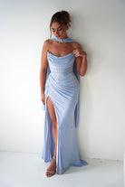 Oh Hello Clothing Dresses > Prom Dresses Diana Draped Strapless Rhinestone Gown | Blue