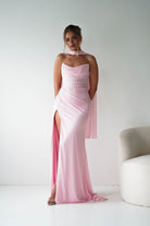 Oh Hello Clothing Dresses > Prom Dresses Diana Draped Strapless Rhinestone Gown | Pink