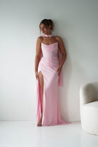 Oh Hello Clothing Dresses > Prom Dresses Diana Draped Strapless Rhinestone Gown | Pink