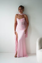 Oh Hello Clothing Dresses > Prom Dresses Diana Draped Strapless Rhinestone Gown | Pink