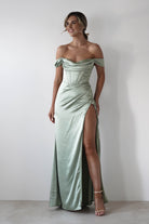 Dionne Soft Coset Maxi Gown | Sage | Debs & Prom | Formal Gown | Oh Hello Clothing